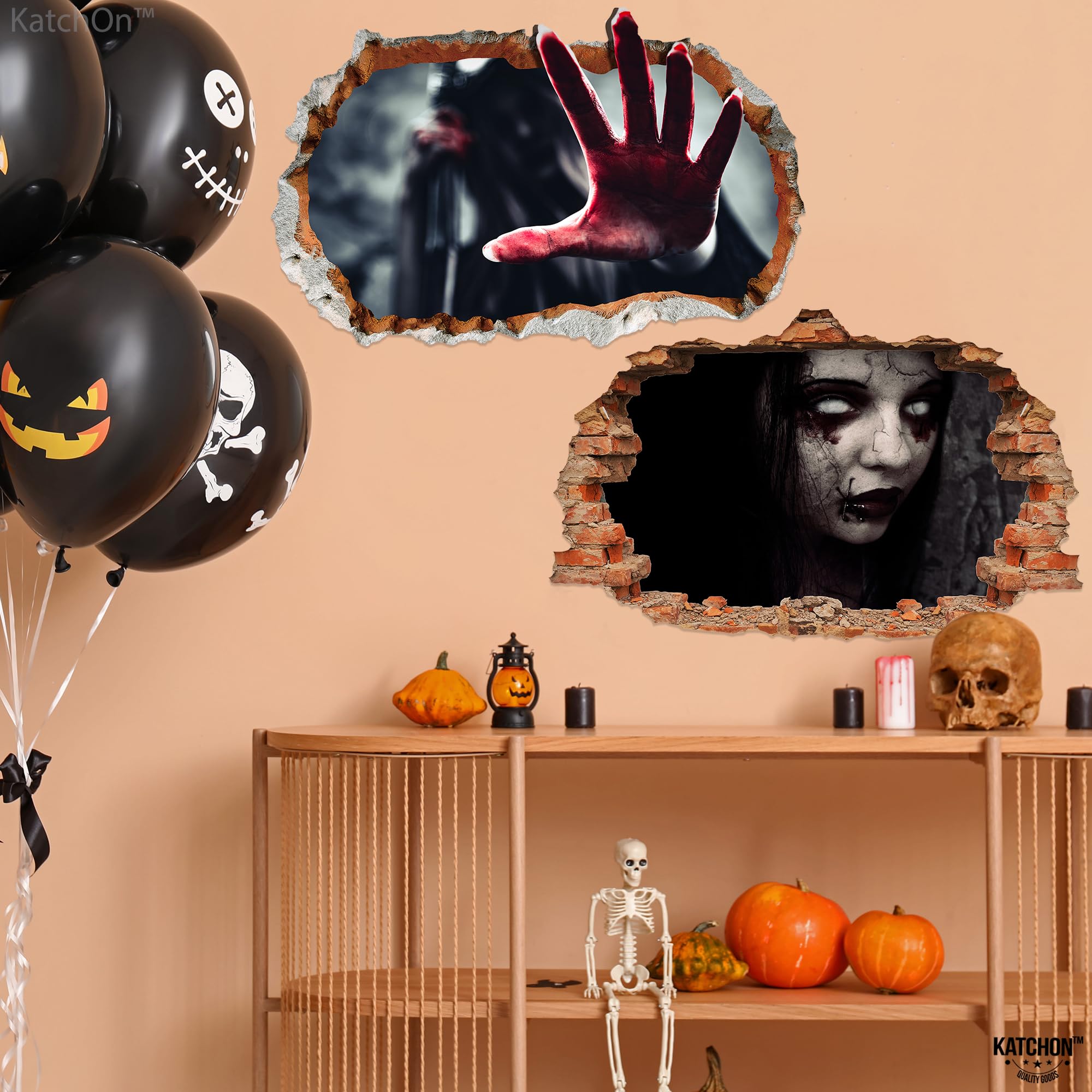 KatchOn, 3D Halloween Wall Decals - Large 24 Inch, Pack of 2 | Scary 3D Halloween Wall Stickers, Halloween Decorations Indoor | Halloween Stickers, Halloween Wall Decorations | Halloween Decorations