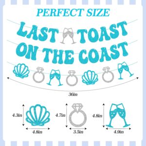 Last Toast on the Coast Banner Beach Bachelorette Party Decorations for Girl Women Nautical Bridesmaid Coastal Bride To Be Blue Bridal Shower Party Supplies