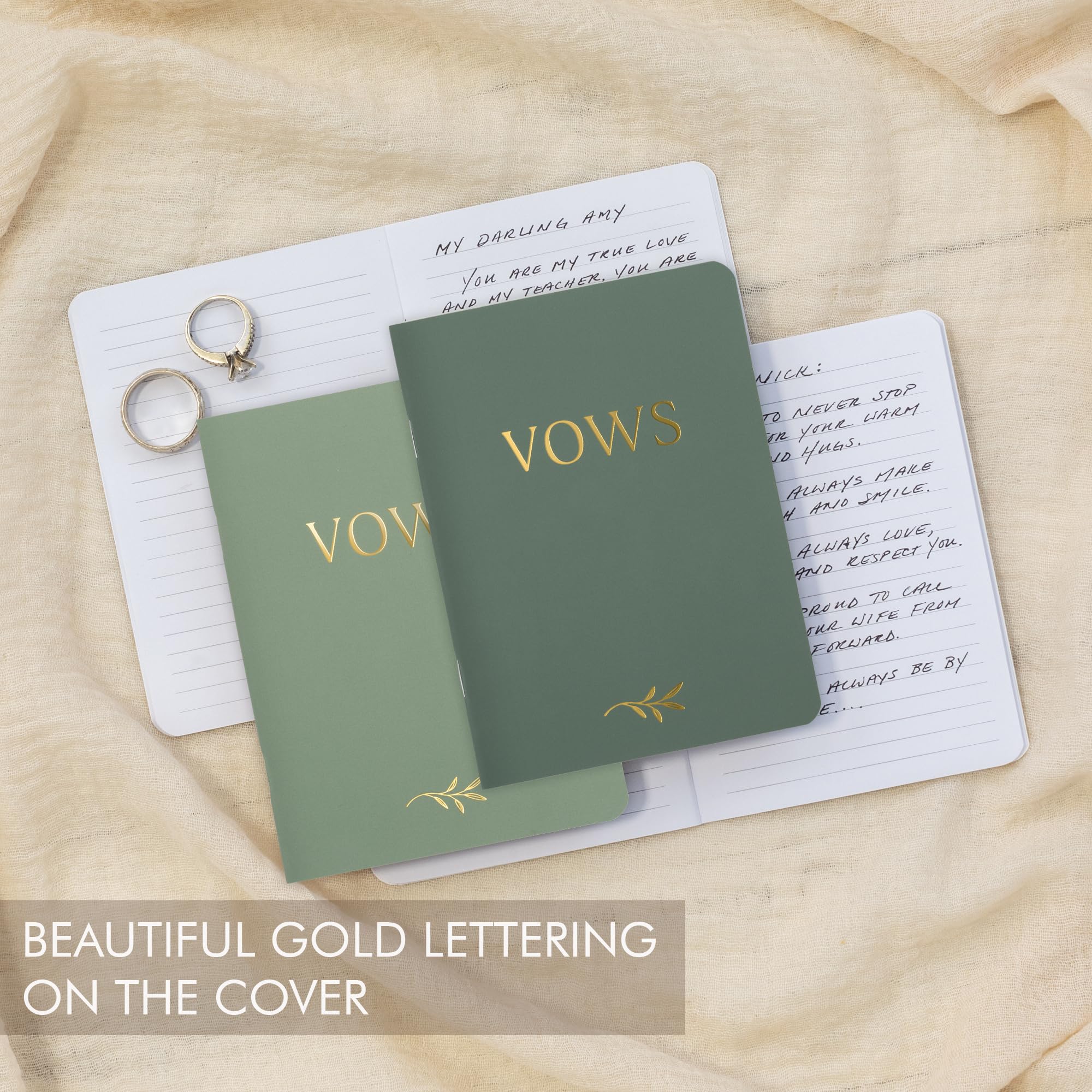 ZICOTO Elegant Vow Books With Gold Foil Lettering For Your Wedding - Perfectly Sized Vow Books With Plenty Of Pages To Write Whatever is on Your Heart - A Beautiful Addition For The Wedding Day