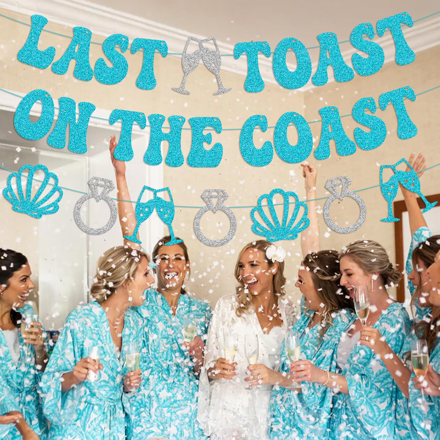 Last Toast on the Coast Banner Beach Bachelorette Party Decorations for Girl Women Nautical Bridesmaid Coastal Bride To Be Blue Bridal Shower Party Supplies