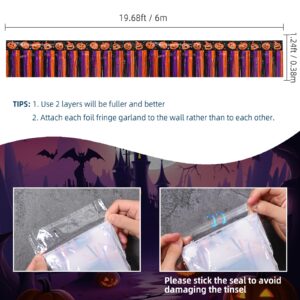 Mega-L Halloween Party Decorations, 2 Packs 39 Feet Foil Fringe Banner Tinsel Streamers, Orange Purple Black Pumpkin Metallic Hanging Backdrop Garland Table Skirts for Indoor House Car Parade Floats