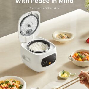 COMFEE' Mini Rice Cooker 4 Cups Cooked/2 Cups Uncooked, Portable Non-Stick rice maker, 24 hours Timer Delay, 6 Functions, Fast Cooker, Brown Rice, Oatmeal, White