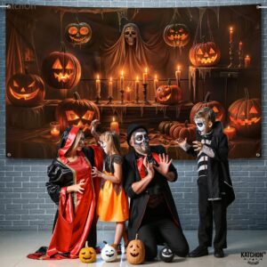 KatchOn, XtraLarge Spooky Halloween Backdrop - 72x44 Inch | Halloween Pumpkin Banner for Pumpkin Halloween Decorations | Halloween Photo Backdrop | Halloween Banner for Halloween Party Decorations