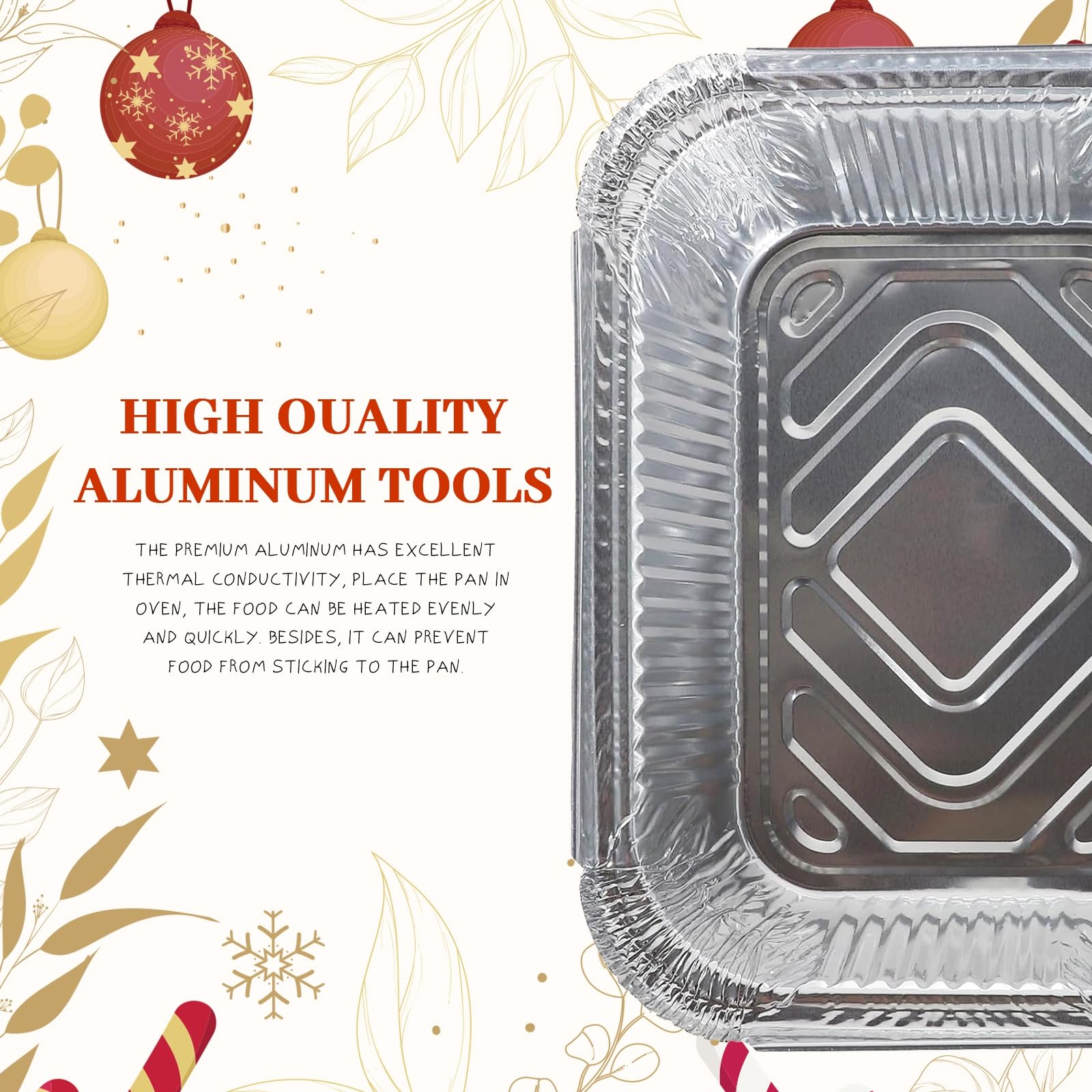 MorTime Christmas Aluminum Pans with Lids, 56 Pcs Disposable Foil Pans with Christmas Themed Cardboard Covers, Foil Food Containers Foil Baking Pan for Leftovers Holiday Treats