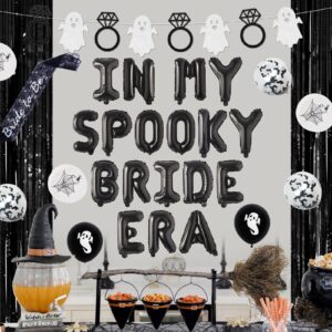 In My Spooky Bride Era Bachelorette Party Decoration Black In My Spooky Bride Era Balloon Banner Diamond Ghost Garland Black Foil Curtain Bride to Be Sash for Bridal Shower Engagement Wedding Supplies