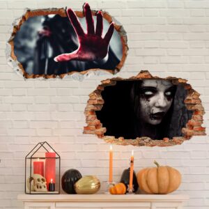 katchon, 3d halloween wall decals - large 24 inch, pack of 2 | scary 3d halloween wall stickers, halloween decorations indoor | halloween stickers, halloween wall decorations | halloween decorations