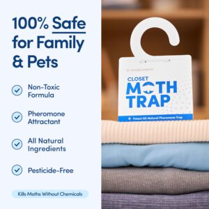 Shieldeck Moth Traps for Clothes with Pheromones (8-Pack) - Clothing Moth Traps for House - Closet Moth Trap & Moth Killer - How to Get Rid of Moths in House - Indoor Cloth Moth Catchers