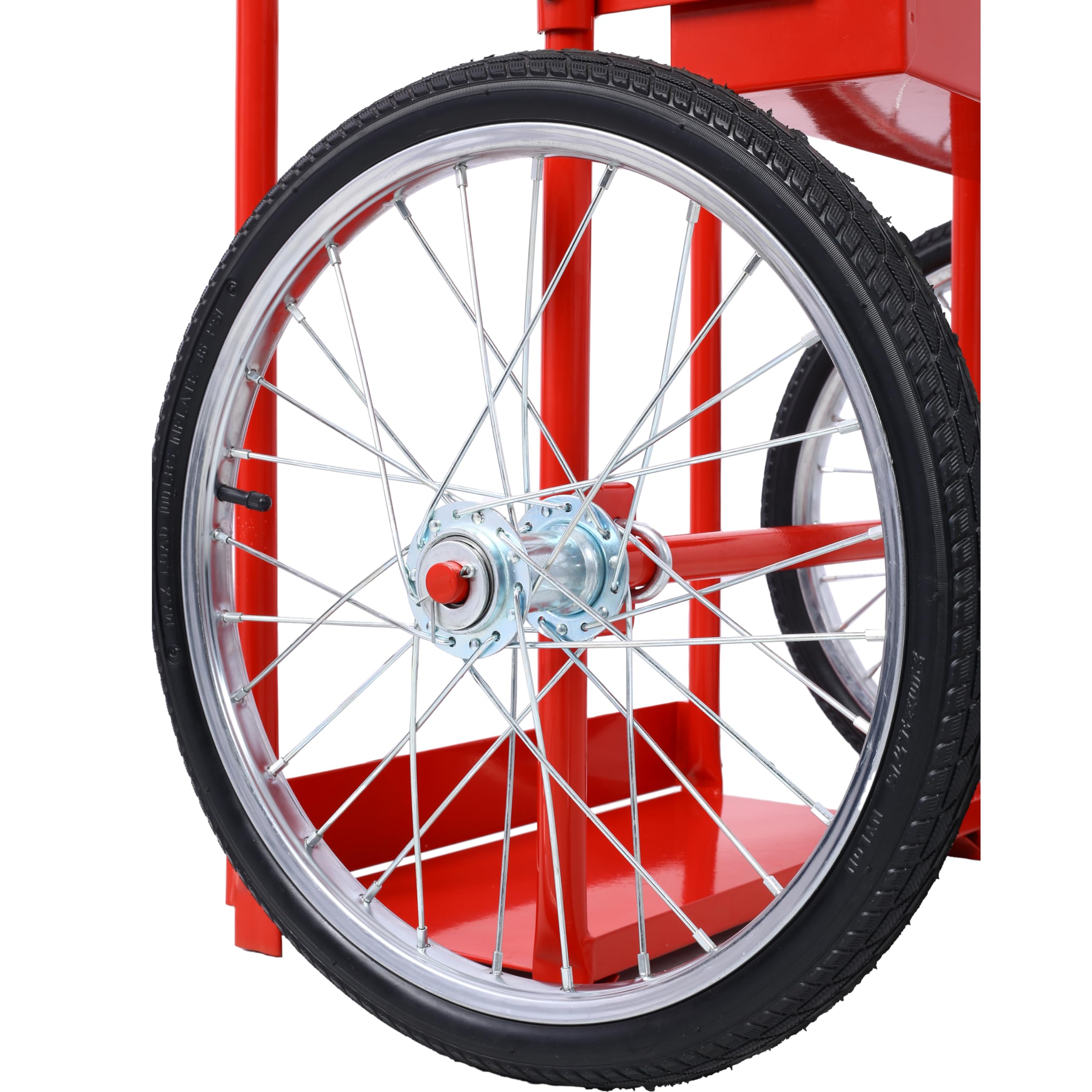 Dual Cylinder Cart Dolly Heavy-Duty Oxygen and Acetylene Tank Trolley with 20" Pneumatic Wheels 220 lb Capacity 47.2" Height, 29.7" Length, and 21.5" Width for Cylinder Tank Transport Red