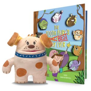 the tooth brigade book and obi dog tooth fairy pillow bundle, interactive set includes 8" plush toy with lost tooth pocket and the tooth fairy's best day ever! hardcover book