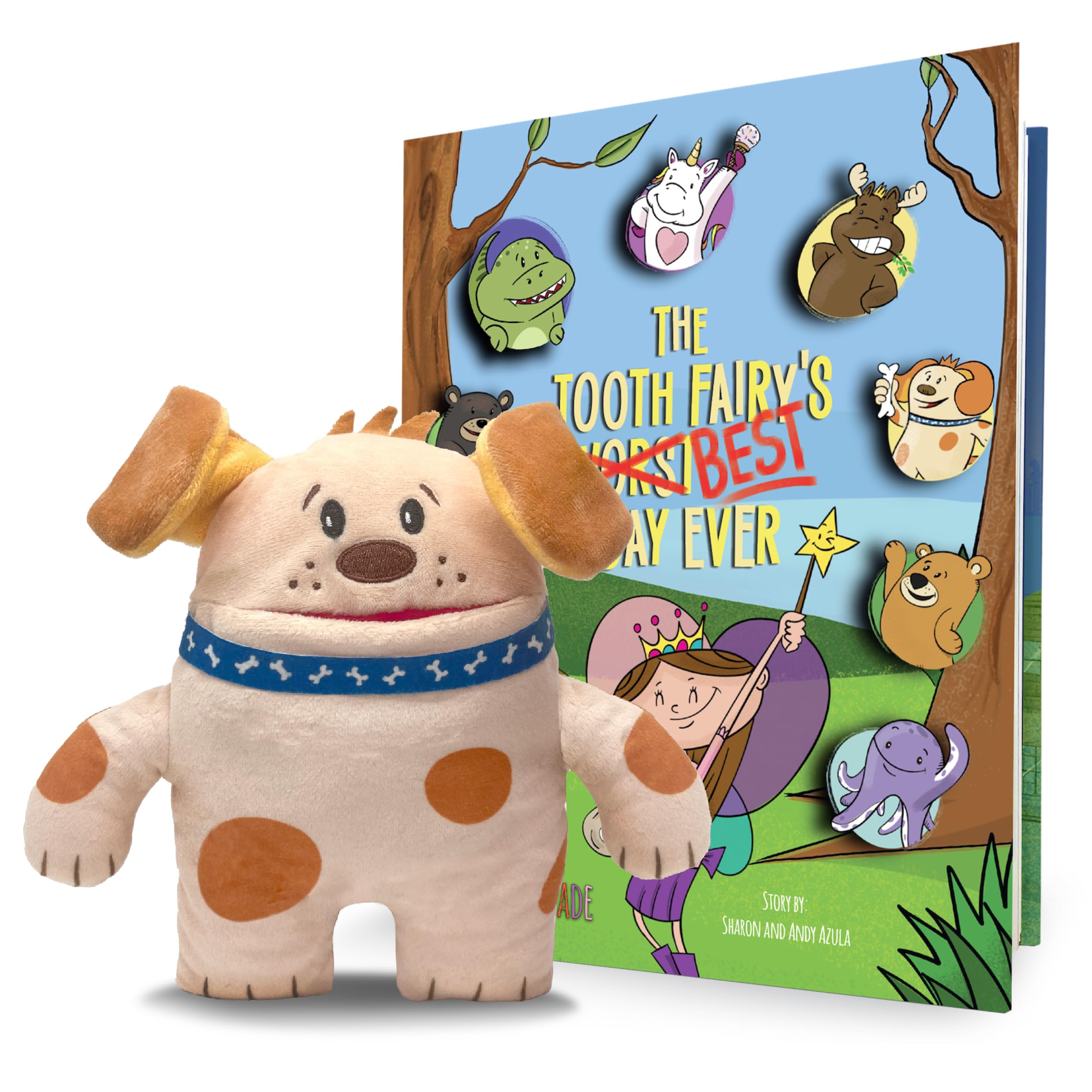 The Tooth Brigade Book and OBI Dog Tooth Fairy Pillow Bundle, Interactive Set Includes 8" Plush Toy with Lost Tooth Pocket and The Tooth Fairy's Best Day Ever! Hardcover Book