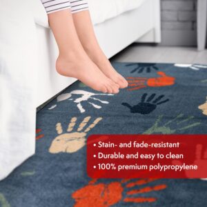 Orian Rugs Playroom Handprints Rug - Blue 4 x 6 Abstract Indoor Kids Area Rug