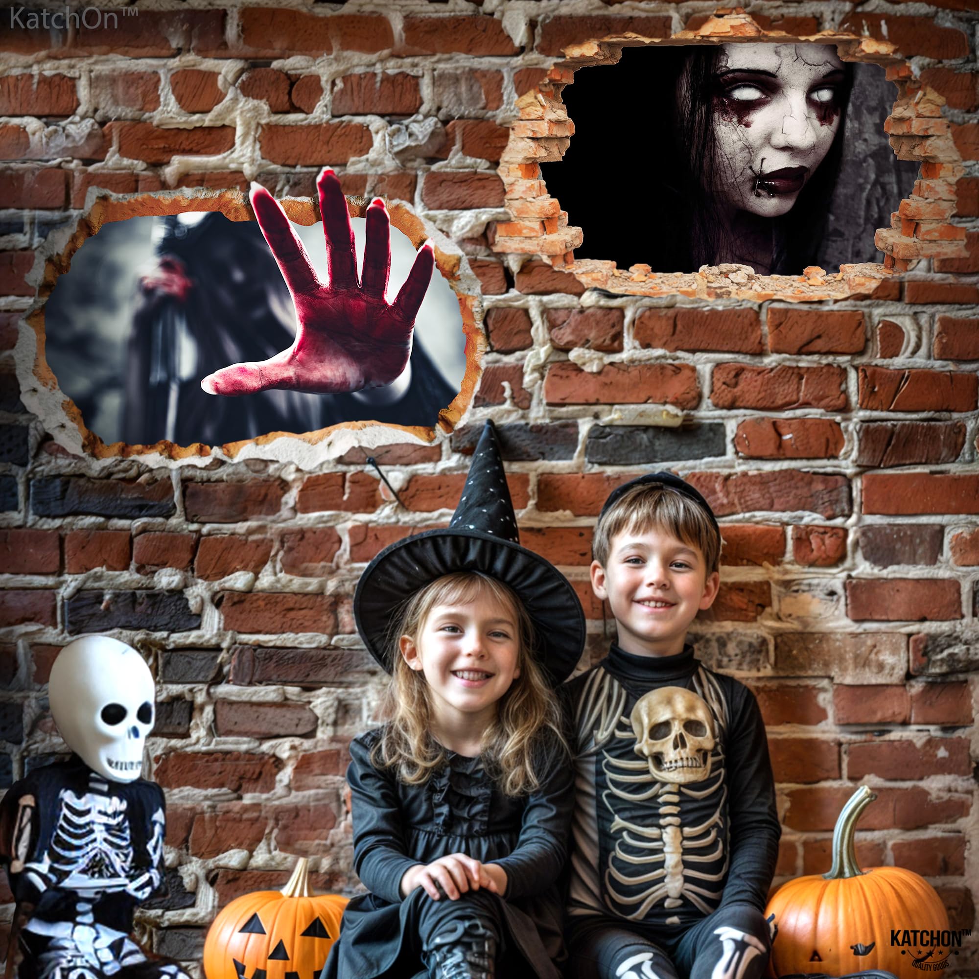 KatchOn, 3D Halloween Wall Decals - Large 24 Inch, Pack of 2 | Scary 3D Halloween Wall Stickers, Halloween Decorations Indoor | Halloween Stickers, Halloween Wall Decorations | Halloween Decorations