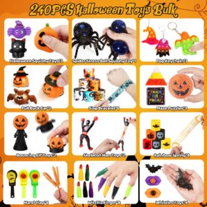 Shemira Halloween Party Favors for Kids, Bulk Halloween Party Favors, 240Pcs Bulk Halloween Toys for Trick or Treat, Classroom Carnival Prizes Halloween Goodie Bags Stuffers, Halloween Gifts for Kids