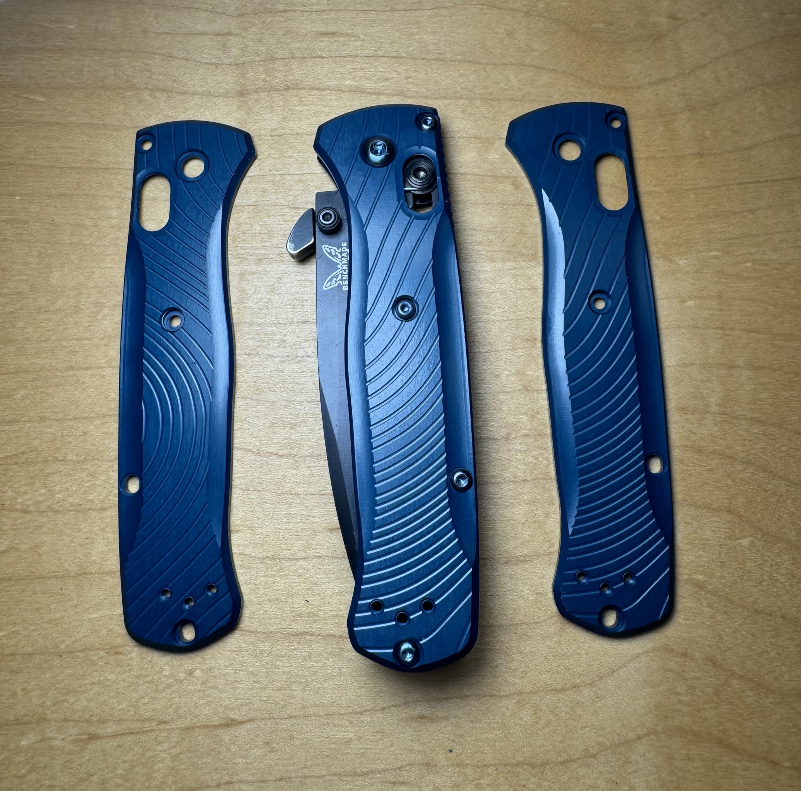 Generic Midnight Lagoon Blue, Billet Aluminum, Full Size Bugout, Topography side Scales, Gift for dad, Everyday Carry Knife Scales