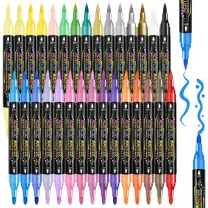 winsons 30 colors dual tip acrylic paint markers pens- premium acrylic paint markers, brush & round tips, quick-drying - for rock, canvas, ceramic, wood - gift for artists & diy enthusiasts