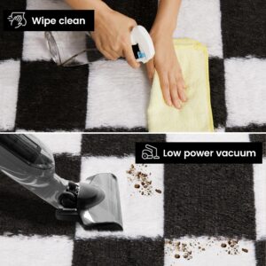 Super Soft Rug for Bedroom, 5x7 Ft Black and White Area Rug Classic Checkered Shaggy Rug Anti-Skid High Pile Soft Fluffy Rug Fuzzy Carpet for Living Room Bedroom Kids Room Nursery, Dorm Home Decor