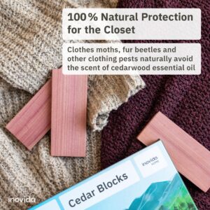 16 American Cedar Wood Blocks – Stop Clothes Damage - Wardrobe Freshener – Premium American Cedarwood Planks for Fresh Scent in Drawers and Closets - Inovida