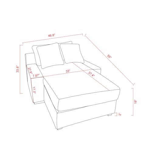 Eafurn Corduroy Upholstered Chaise Lounge Sofa with Thicked Cushions, Oversized Chair Singel Lazy Sofá Convertible Daybed Recliner Sleeper Couch Bed for Relaxing in Living Room Bedroom