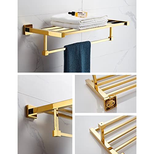 Towel Racks Towel Rails Towel Bar Wall Mounted Brass Hand Towel Bar Bathroom Towel Holder Kitchen Dish Cloths Hanger Towel Racks Needed-Foldable Towel Rail(Bath Towel Rack)