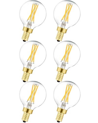 Duoled e12 g16.5 Light Bulb 6W Equal 60 Watt Soft White 3000k AC120V e12 Candelabra Bulb 60 Watt for Chandeliers,Ceiling Fan,Vanity Globe e12 Light Bulb 6Pack (6w=60w Soft White 3000k E12)