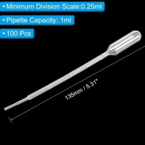 Disposable graduated plastic pipettes for scientific experiments, essential oils, cosmetic tools, DIY art (200pc)