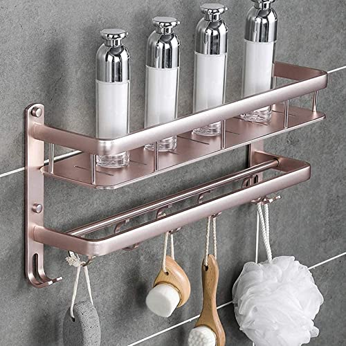 Towel Racks Towel Rack Towel Rail Bath Towel Shelf Bathroom Towel Rack Shelf with Multi Towel Bar, Double Wall-Mounted Towel Holder Rails with Hooks-Pink/60cm Bathroom Decor Towel Rack-Pink-40cm(40cm)