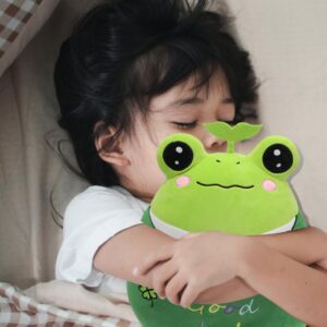 Jrystar 14’’ Good Luck Frog Plush Pillow Soft Frog Plush Hugging Pillow Toy Cute Frog Stuffed Animal Doll Plushie Christmas Birthday Festival Gifts for Kids