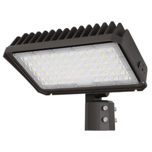 xbuyee 150w led flood light with dusk-to-dawn photocell, 130lm/w 5000k daylight 100-277v ip65 waterproof, 150w-100w-75w adjustable, led parking lot light with slip fitter mount, etl