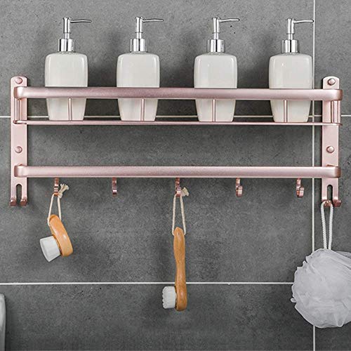 Towel Racks Towel Rack Towel Rail Bath Towel Shelf Bathroom Towel Rack Shelf with Multi Towel Bar, Double Wall-Mounted Towel Holder Rails with Hooks-Pink/60cm Bathroom Decor Towel Rack-Pink-40cm(40cm)