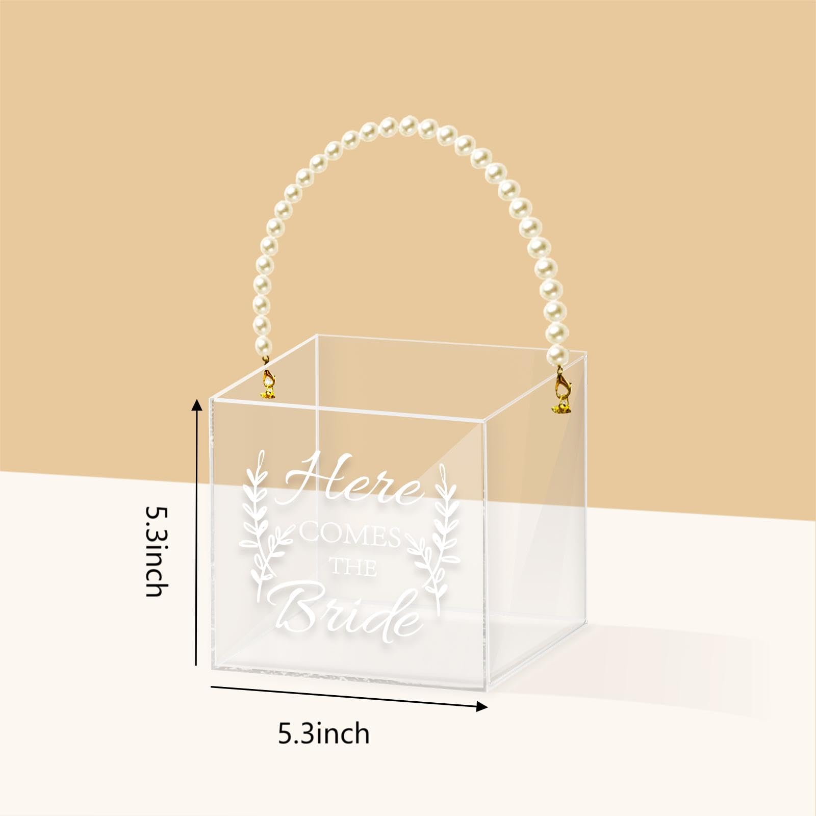 Pahdecor Clear Flower Girl Baskets for Wedding Acrylic Flower Basket With Pearl Handle Wedding Baskets for Flower Girls - Here Comes the Bride