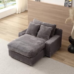 eafurn corduroy upholstered chaise lounge sofa with thicked cushions, oversized chair singel lazy sofá convertible daybed recliner sleeper couch bed for relaxing in living room bedroom