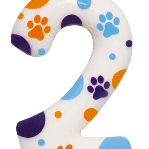 ElekFX Blue Dog Paw Themed Birthday Candles, Number 2 Blue Dog Birthday Party Supplies, 2.76 inch Cake Topper Decorations, Birthday Decorations for Kids (Number 2)