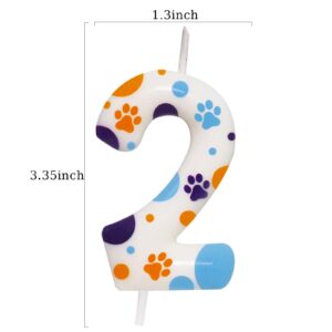 ElekFX Blue Dog Paw Themed Birthday Candles, Number 2 Blue Dog Birthday Party Supplies, 2.76 inch Cake Topper Decorations, Birthday Decorations for Kids (Number 2)