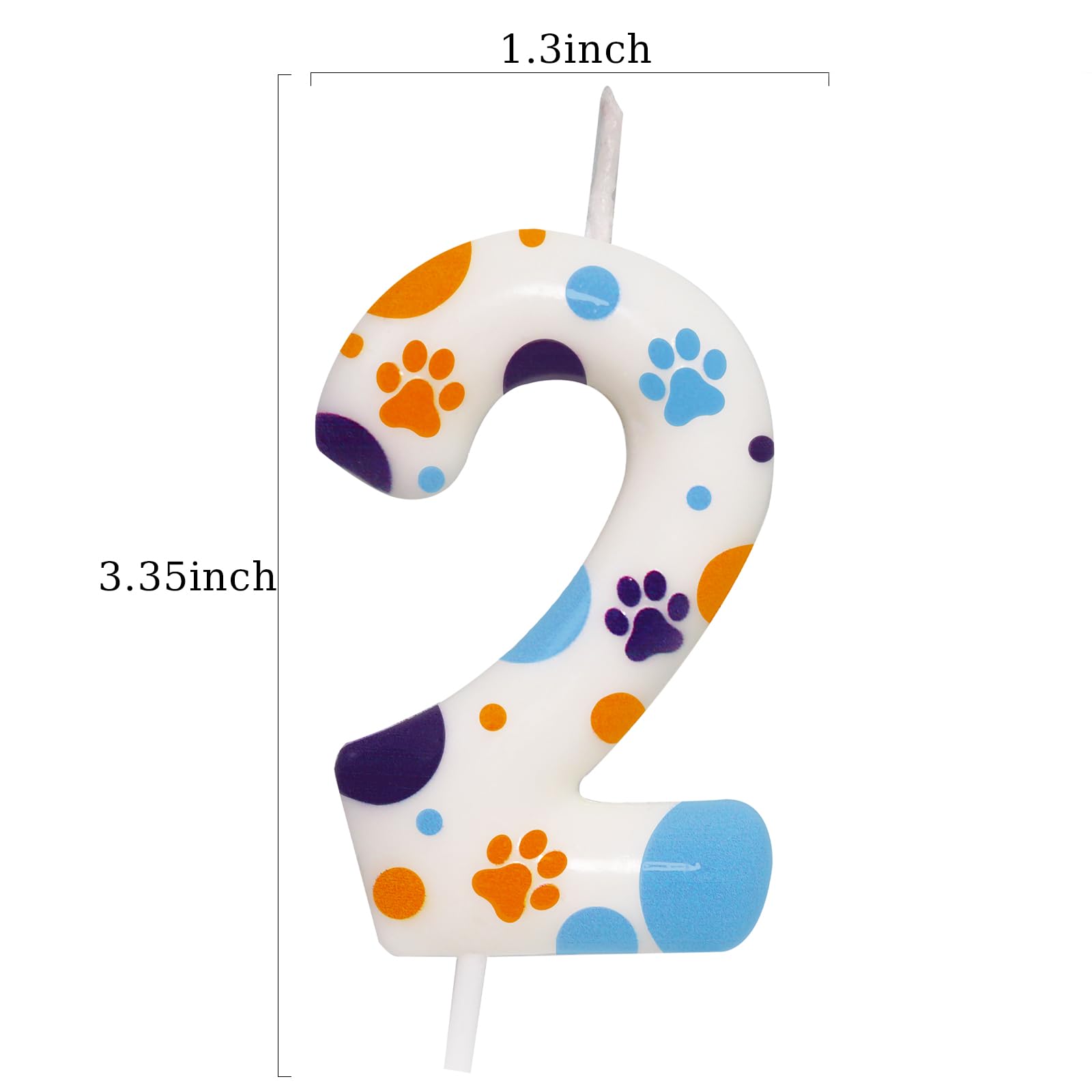 ElekFX Blue Dog Paw Themed Birthday Candles, Number 2 Blue Dog Birthday Party Supplies, 2.76 inch Cake Topper Decorations, Birthday Decorations for Kids (Number 2)