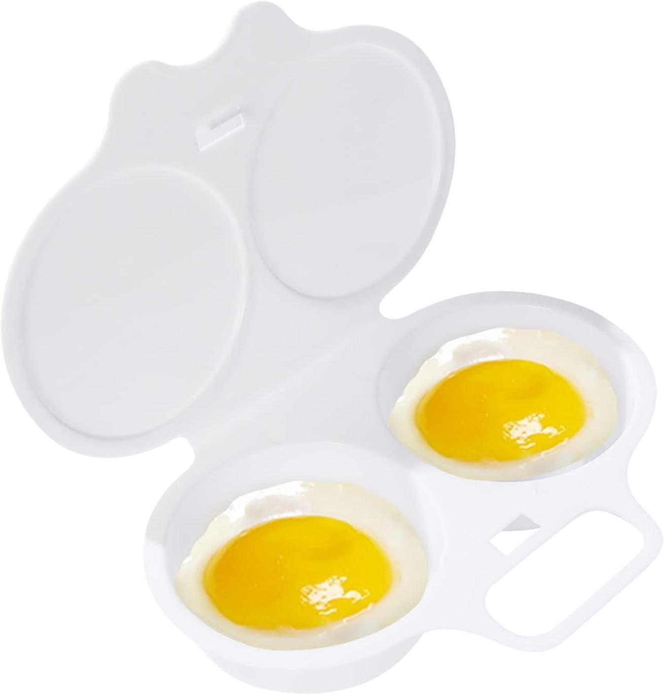 White Egg Poacher, Microwave Egg Boiler Poacher, Microwave Egg Poacher, 2 Cavity Nonstick Poached Egg Maker With Lid, Egg Poacher Microwave Egg Cooker, Double Drain Poached Egg Cups Specialty Cookware