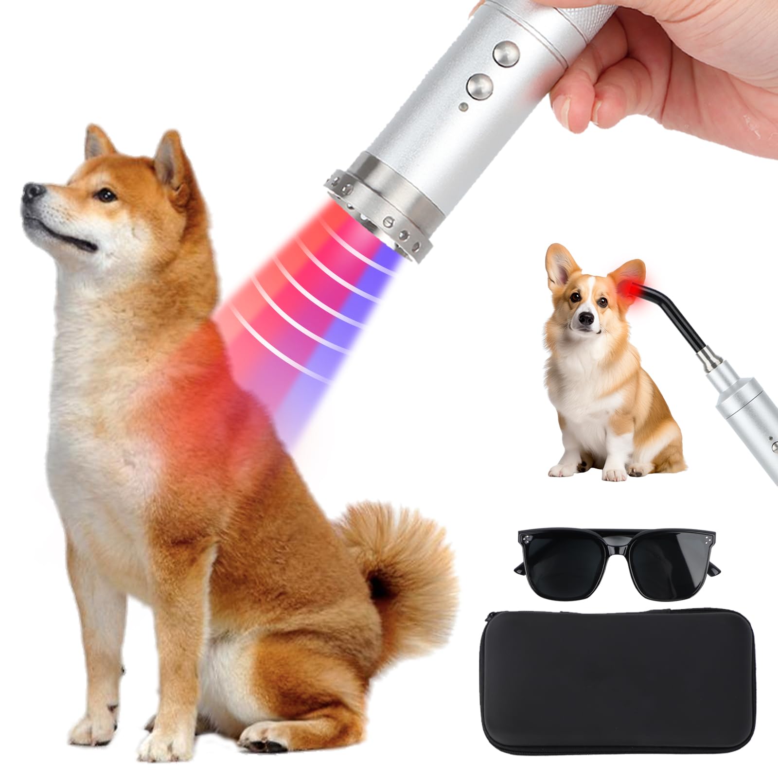 Azilaser Vet Near Red Light Therapy Device for Dogs Pain Relief, 4400mAh Cat Cold Sore Blue Light Treatment Machine Pet Lip Nasal Ear Mouth Oral Canker Sore Leg Knee Back Joint Muscle Relax at Home