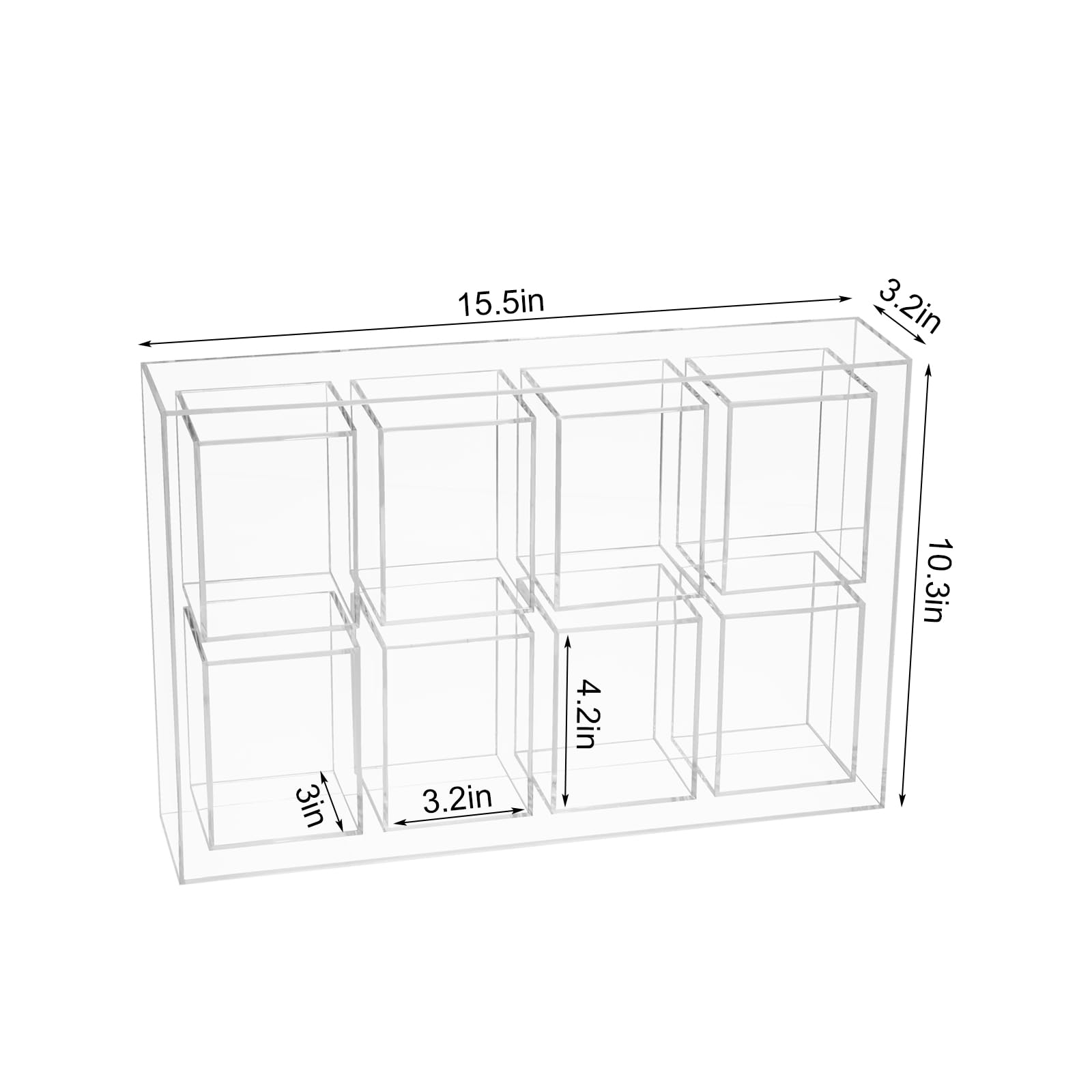 Kcgani Clear Acrylic Display Case for Figures, 8 Grids Collection Box Mineral Crystal Display Box, Acrylic Desktop Organizer for Action Figure Collectibles Holder Anime Figurine Mini Toys Storage Box