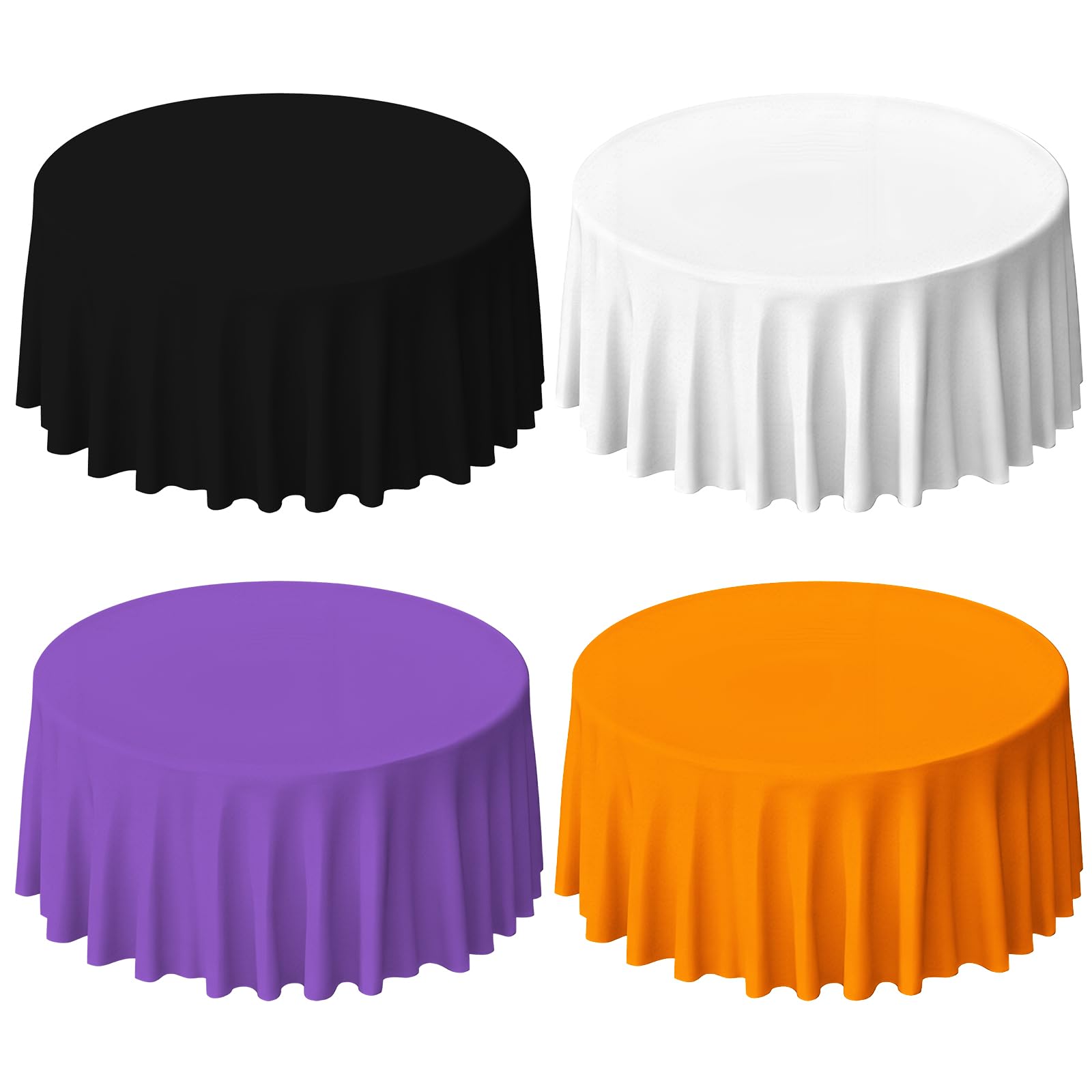 4 Pcs Halloween Round Disposable Tablecloths Waterproof Table Cloths Plastic White Black Purple Orange Round Table Cover for Table Decorations Halloween Party Dining Buffet Outdoor Camping Picnic