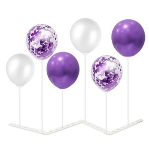 zjdhpty balloon stand with 10 pcs purple and white balloons, centerpiece table decorations for birthday bridal shower engagement wedding mother's day new years decorations 2025 (purple white 4pack)