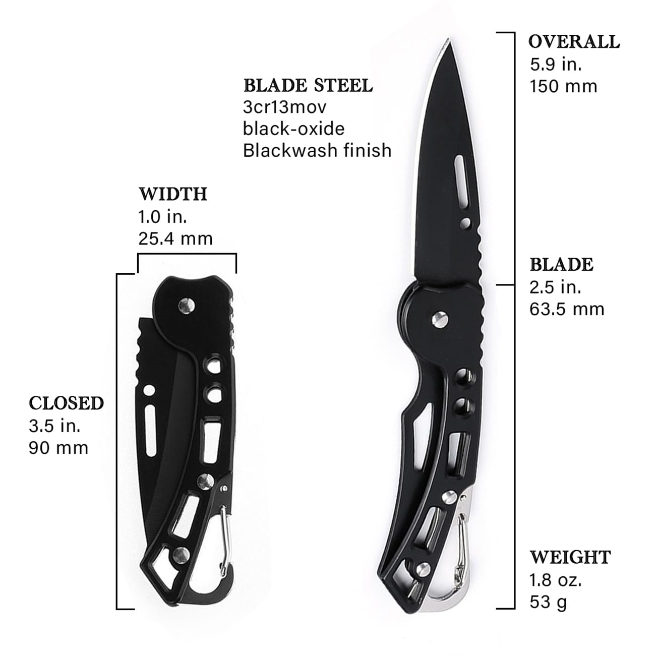 Gerderk 4 Pack Folding Pocket Knife, Pocket Knife with Chain, Only 2.5 in. Blade - EDC Knife for Camping Hiking Fishing for Men and Women (Black)