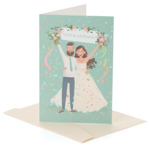 sawnfay wedding card, bridal shower card, engagement card, wedding cards for bride and groom, 8'' x 5.3'' with envelope (love and happiness)