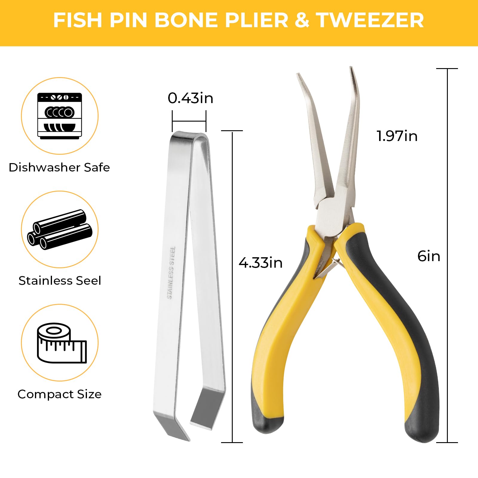 Fish Bone Pliers Tweezers Kit for All Kind of Fish Stainless Steel Fish Deboning Tools 2pcs