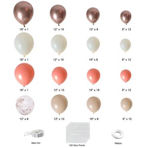 Belscebels Blush Pink Balloons Arch Kit, Nude Beige Rose Gold Dusty Rose Dusty Pink Balloons Garland Arch Kit Neutral Boho Baby Shower Balloons for Girl Birthday Party Decoration Wedding Bridal Shower