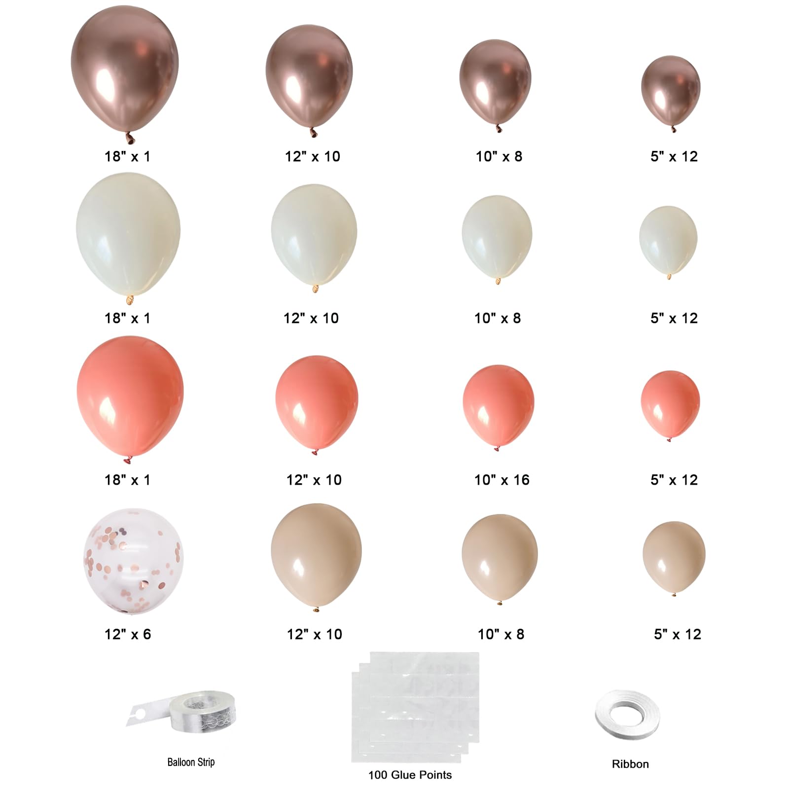 Belscebels Blush Pink Balloons Arch Kit, Nude Beige Rose Gold Dusty Rose Dusty Pink Balloons Garland Arch Kit Neutral Boho Baby Shower Balloons for Girl Birthday Party Decoration Wedding Bridal Shower