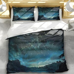 Aimery Starry Night Duvet Cover Set - Enchanting Starry Sky Design, Luxurious Microfiber Comforter for All Seasons with Captivating Celestial Patterns (King (104"x90"),04)