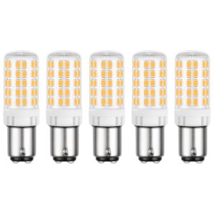 maelsrlg ba15d led bulb, 50w equivalent, 120 volt, soft white 2700k, dimmable, double contact bayonet base, 5w 600 lumen, 5-pack