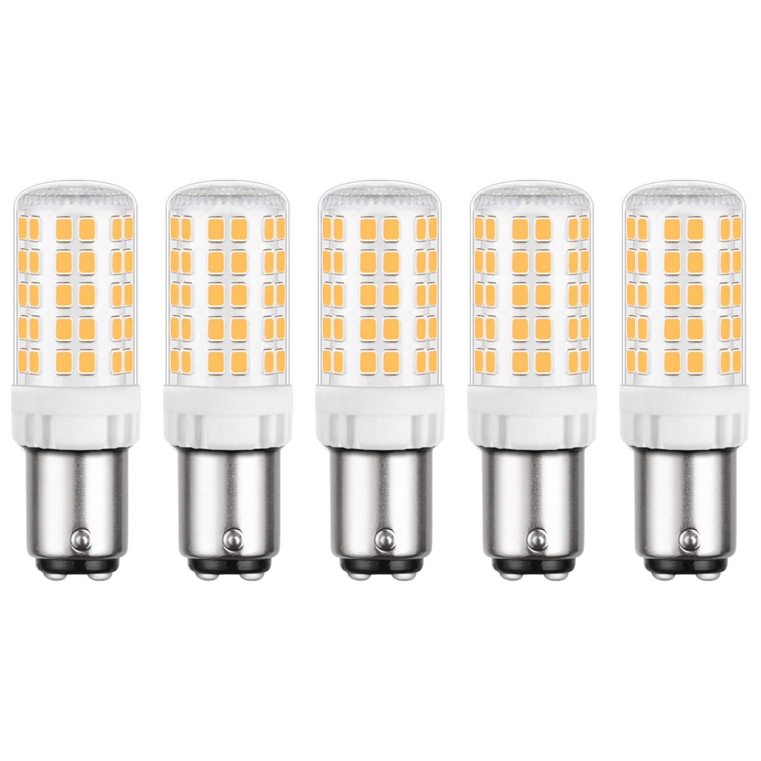 Maelsrlg BA15D LED Bulb, 50W Equivalent, 120 Volt, Soft White 2700K, Dimmable, Double Contact Bayonet Base, 5W 600 Lumen, 5-Pack