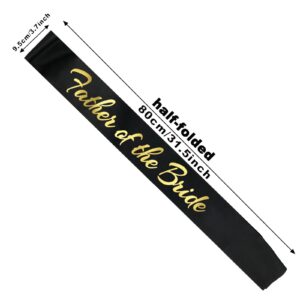 HUBEISIYU Father of the Bride Sash, Funny Bachelor Sashes for Engagement Gift Idea Wedding Party Decorations Bachelorette Party Supplies, Black + Gold(Father of the Bride)