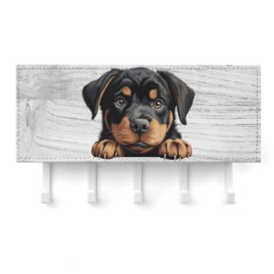 Rottweiler Key Holder Dog Mom Gift Wall Mount Key Hanger Self Adhesive Key Hanging Rack Rustic Mail Holder Decorative for Home Office Entryway 7x4 Inch