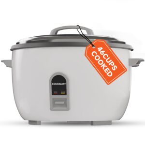 moosum commercial rice cooker, large capacity 23-cup (uncooked), 46-cup (cooked) with one touch operation and 12-hour keep warm,easy to use and clean,1600w